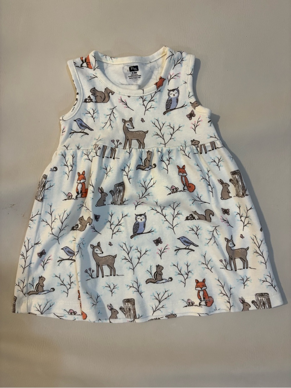 White Woodland Animals Sleeveless Kids Dress